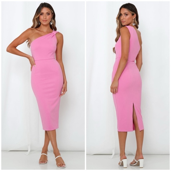 HELLO MOLLY Cupid And Psyche Midi Dress In Pink - Picture 1 of 6